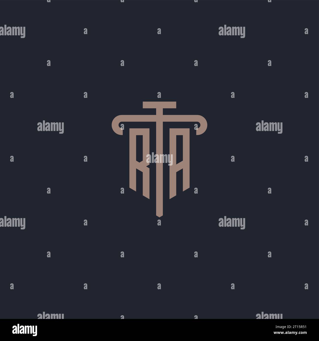 RA initial logo monogram with pillar icon design vector Stock Vector