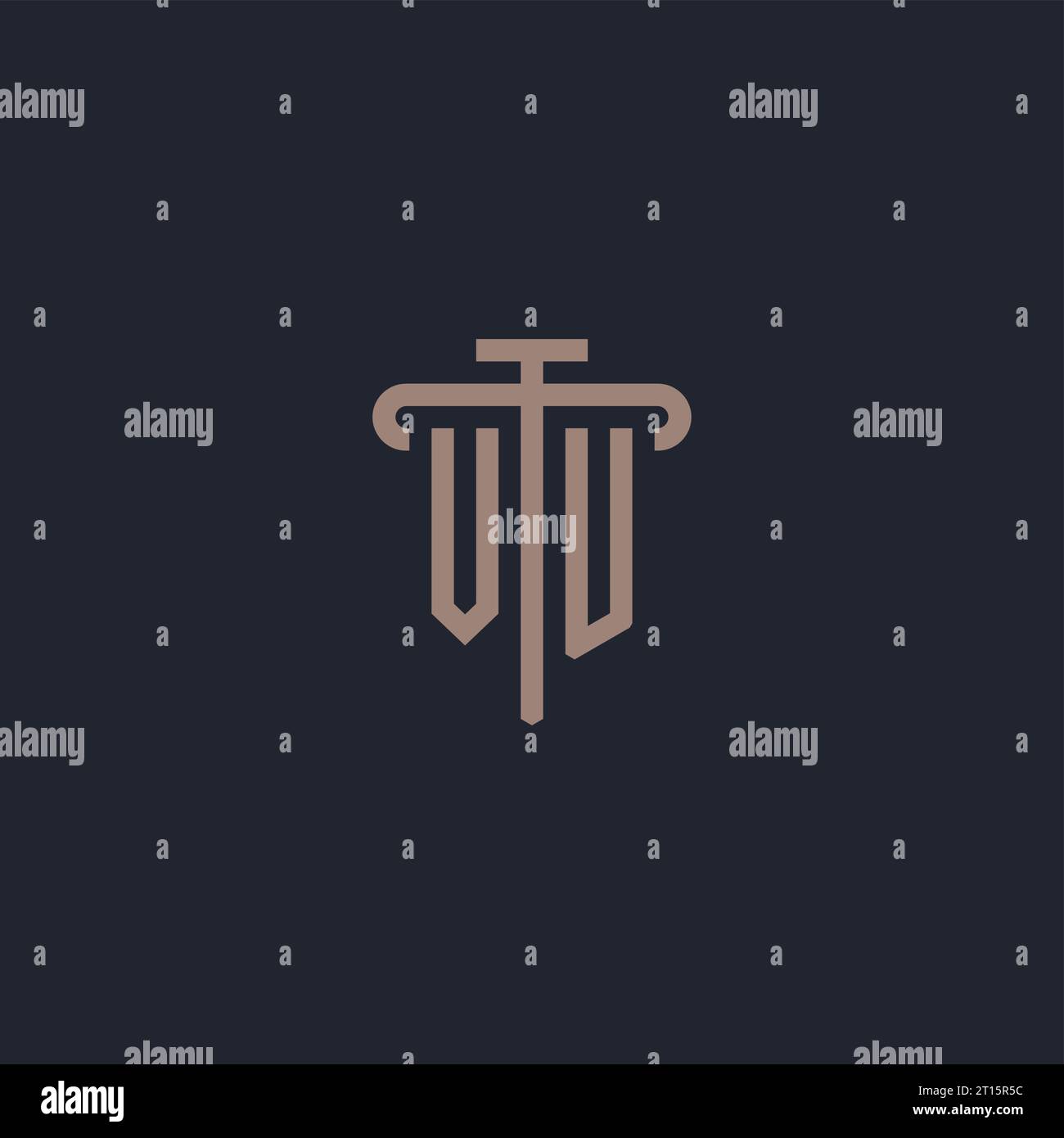 VU initial logo monogram with pillar icon design vector Stock Vector