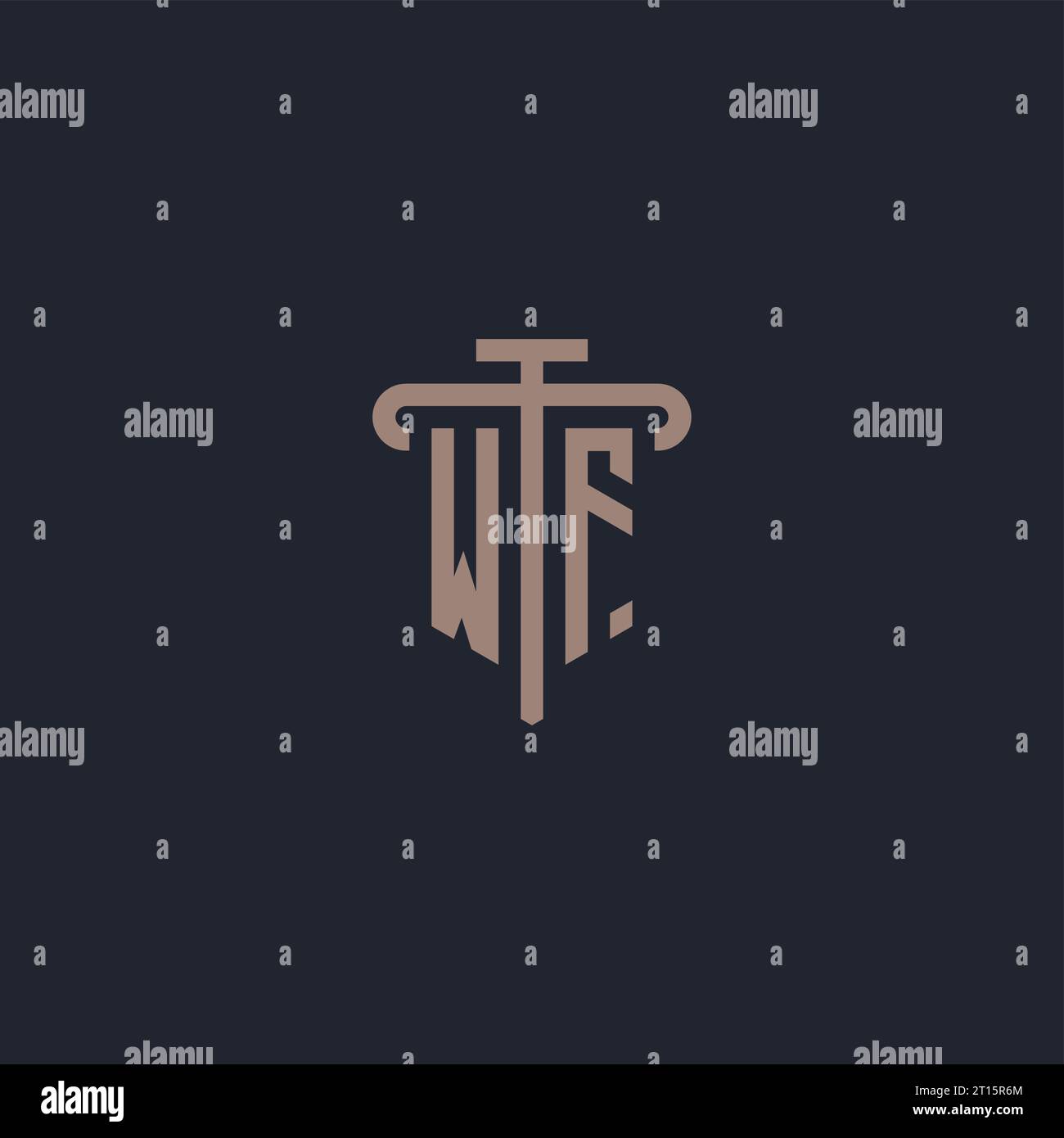 WF initial logo monogram with pillar icon design vector Stock Vector