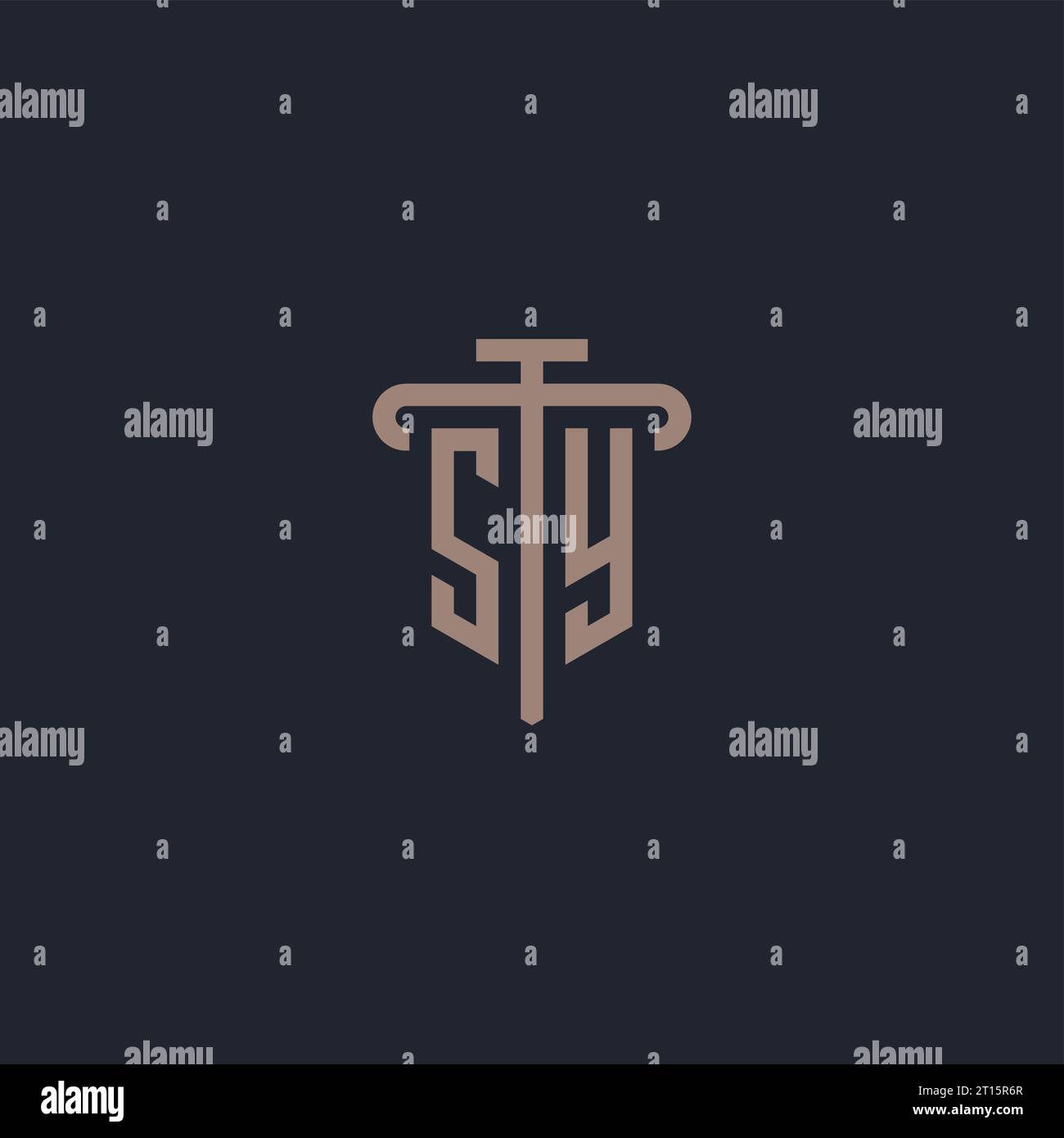 SY initial logo monogram with pillar icon design vector Stock Vector