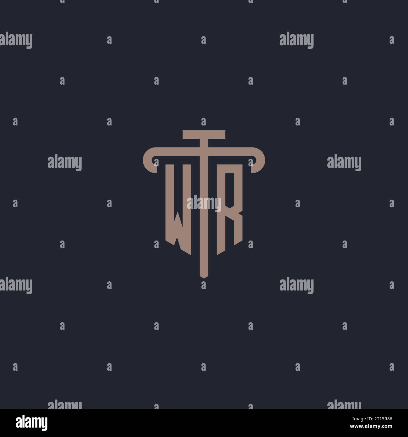 WR initial logo monogram with pillar icon design vector Stock Vector