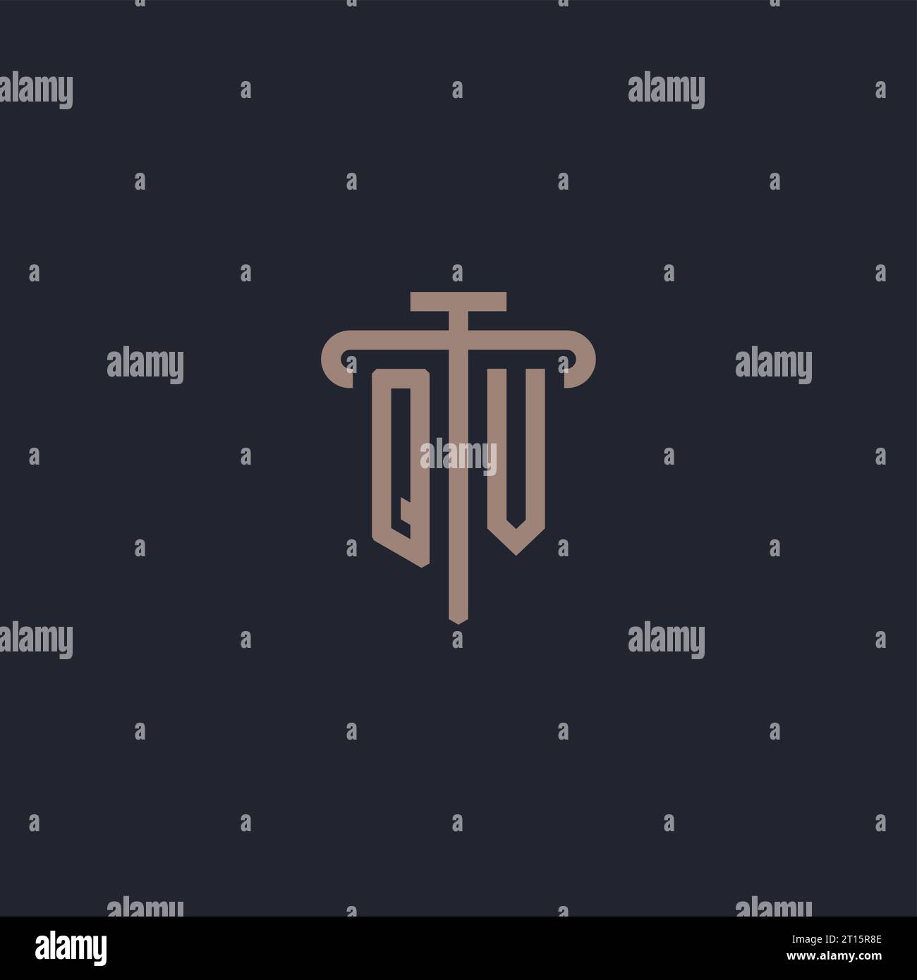 QV initial logo monogram with pillar icon design vector Stock Vector