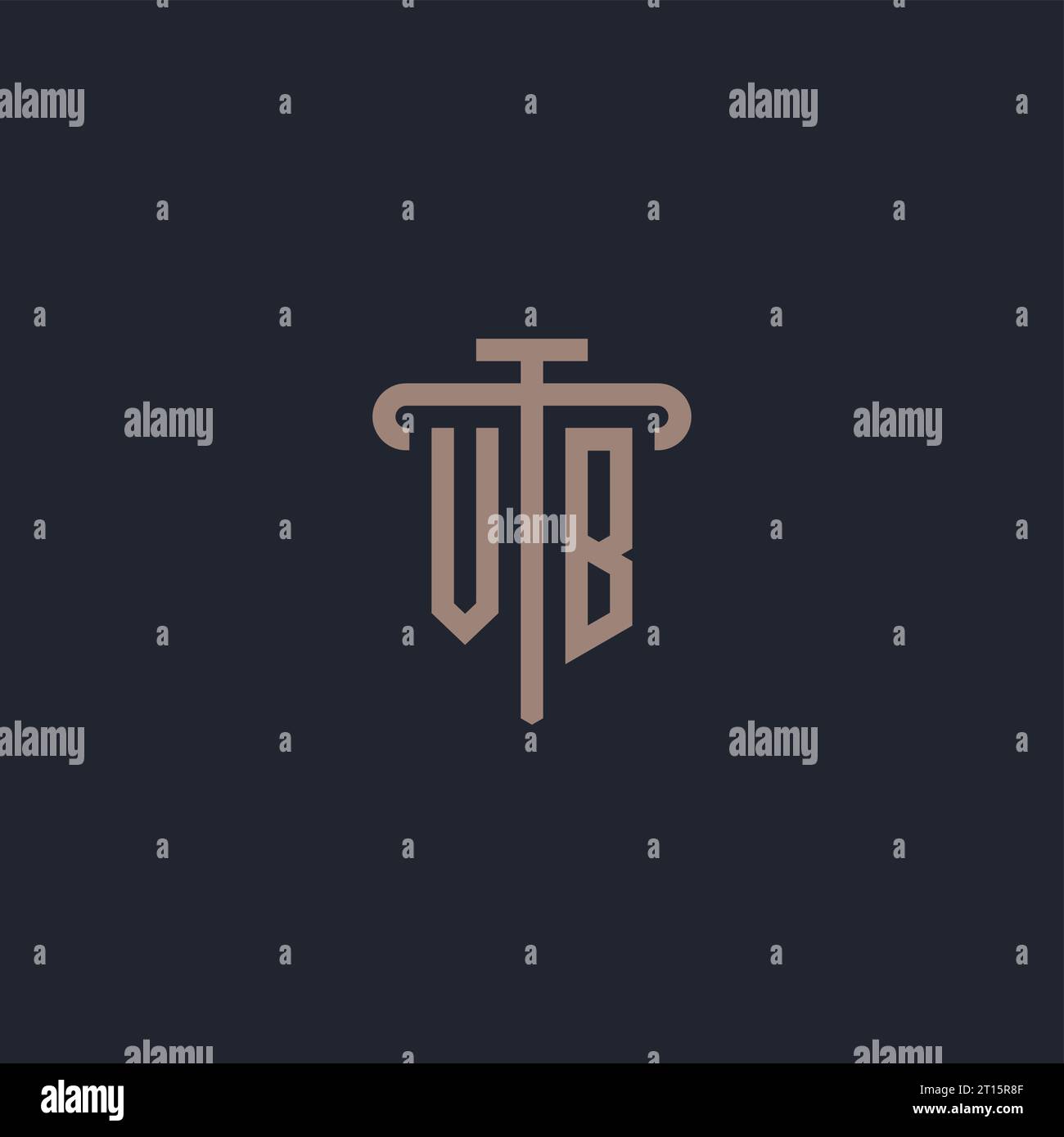 VB initial logo monogram with pillar icon design vector Stock Vector