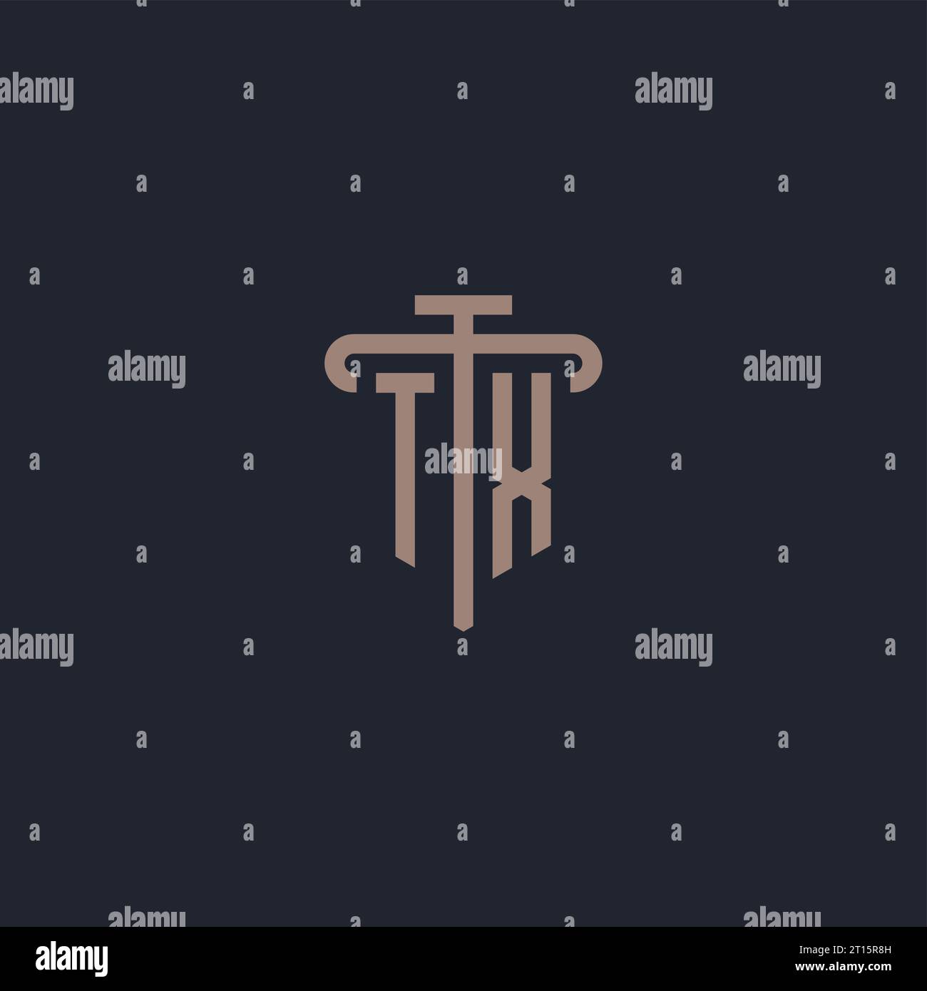 TX initial logo monogram with pillar icon design vector Stock Vector