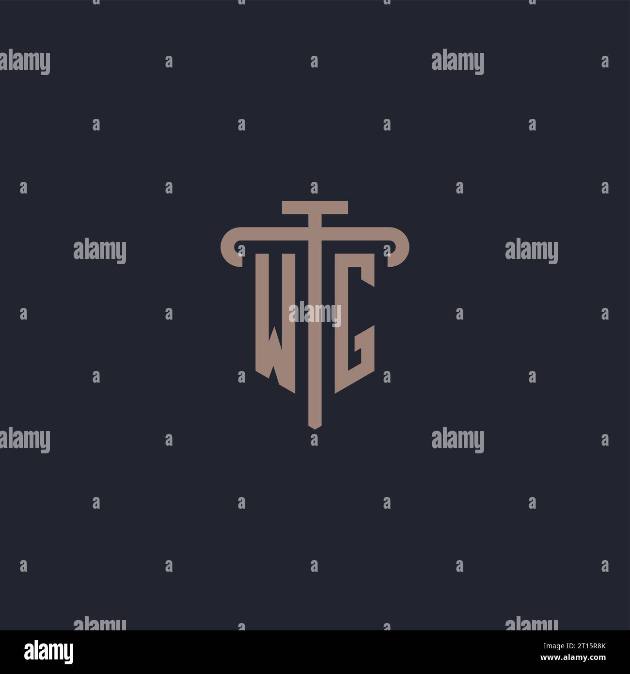 WG initial logo monogram with pillar icon design vector Stock Vector