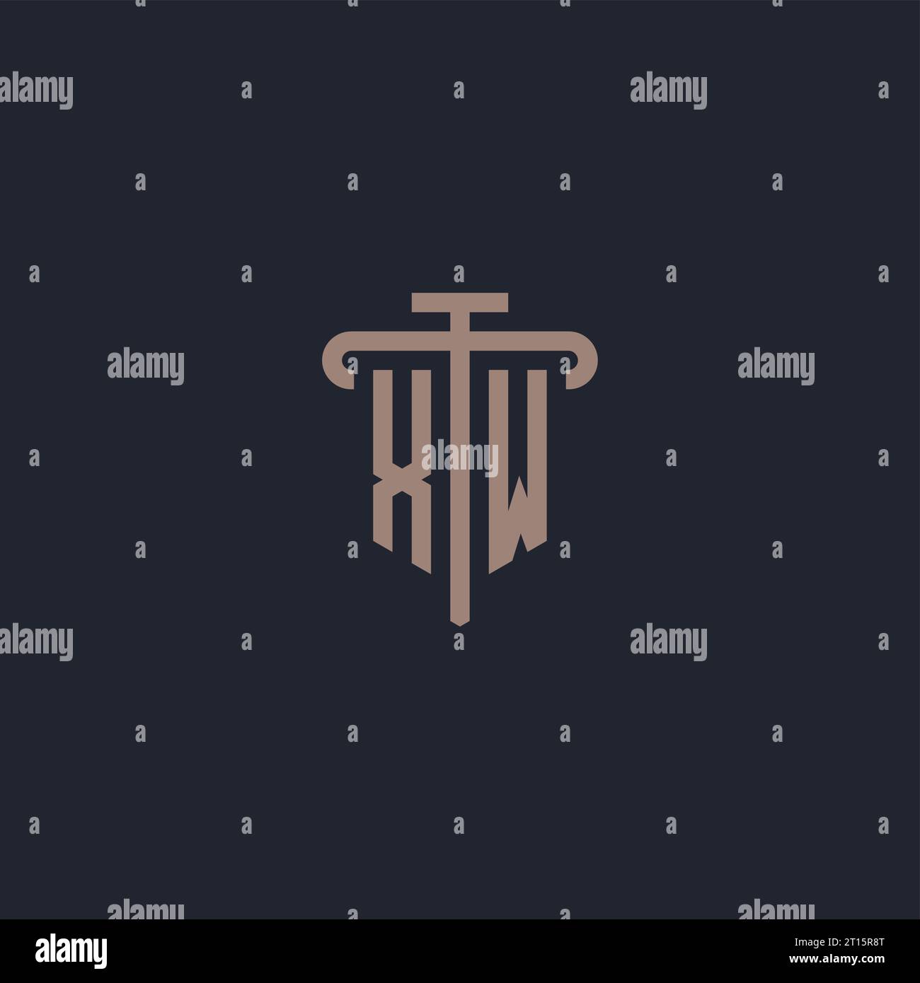XW initial logo monogram with pillar icon design vector Stock Vector