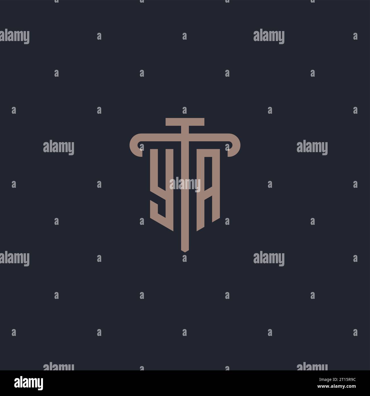 YA initial logo monogram with pillar icon design vector Stock Vector