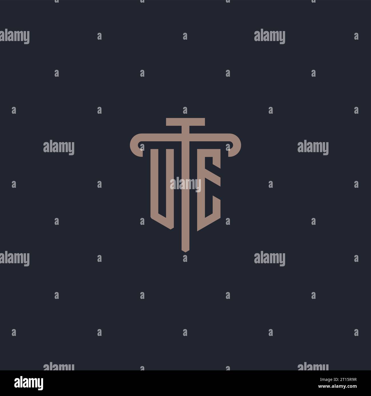 UE initial logo monogram with pillar icon design vector Stock Vector