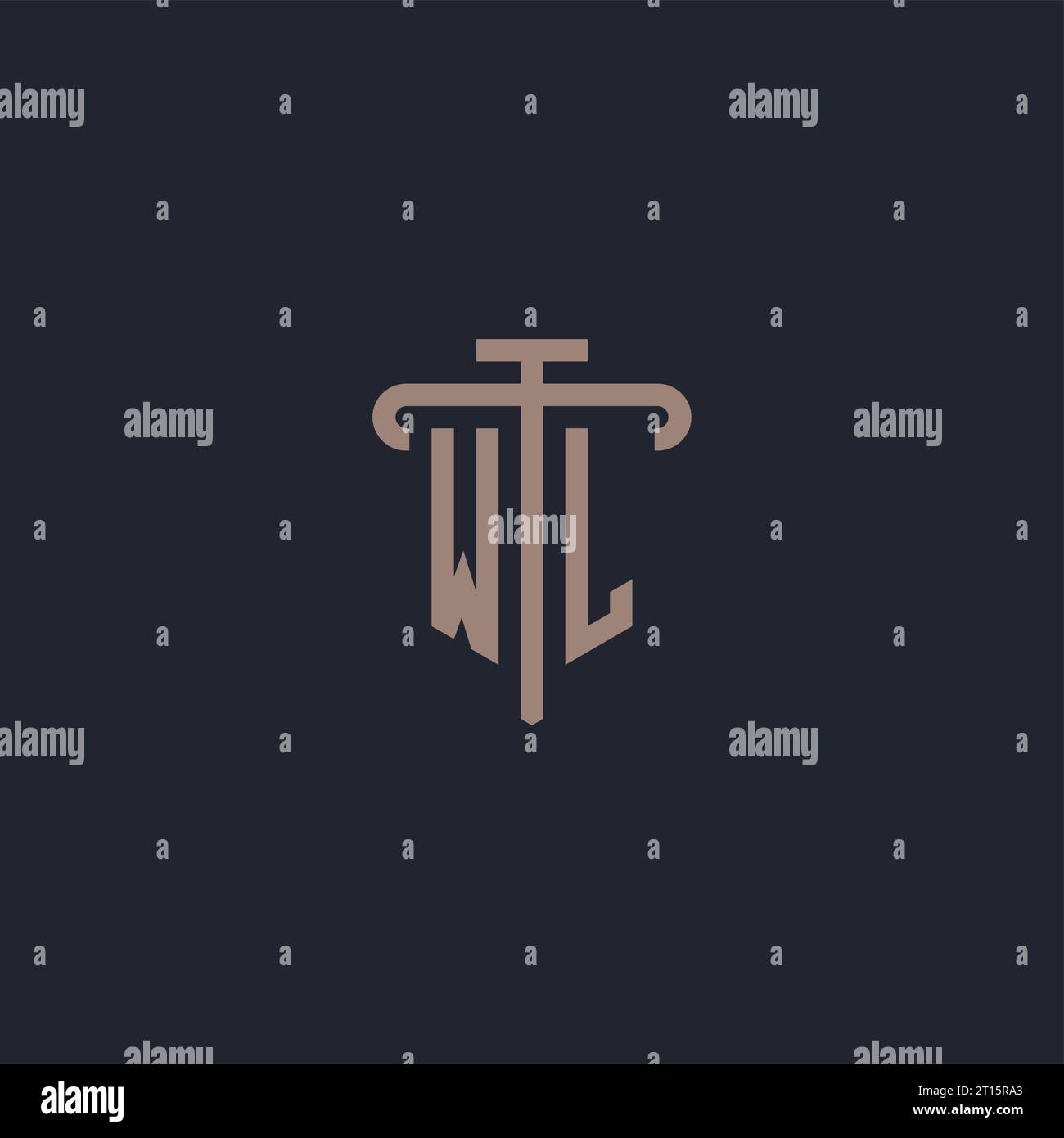 WL initial logo monogram with pillar icon design vector Stock Vector