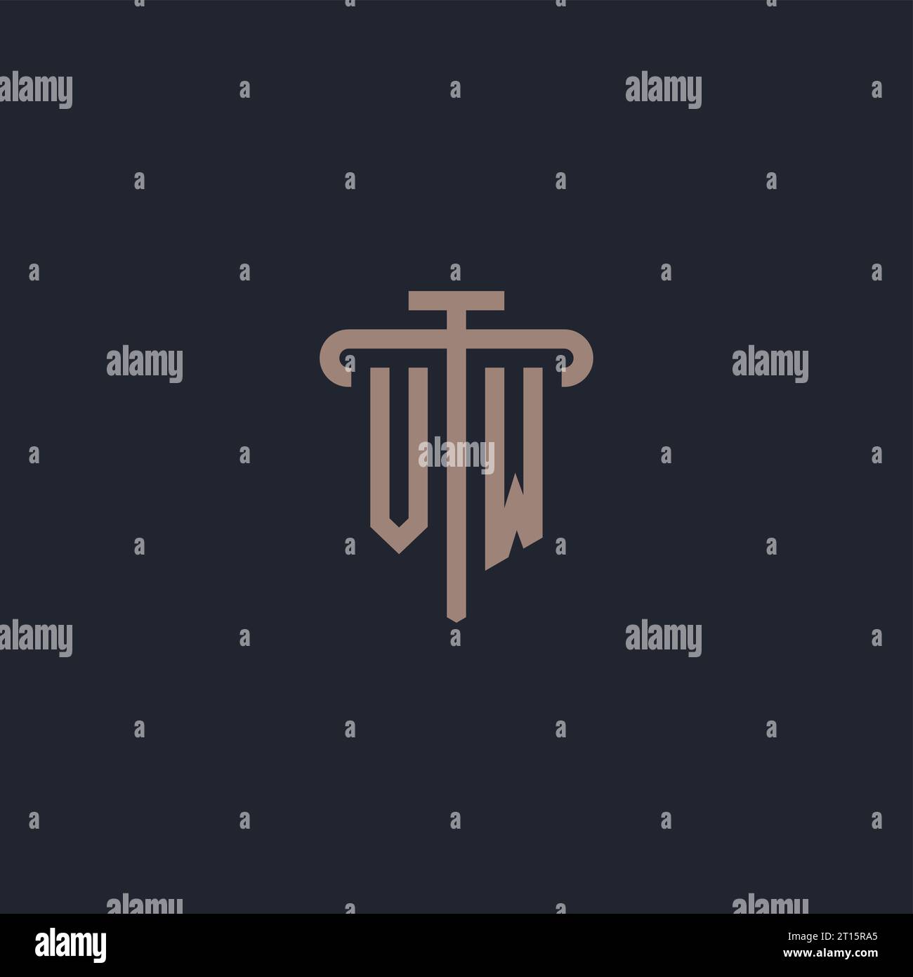VW initial logo monogram with pillar icon design vector Stock Vector