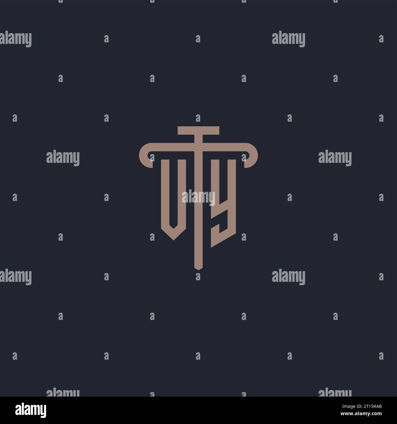 VY initial logo monogram with pillar icon design vector Stock Vector