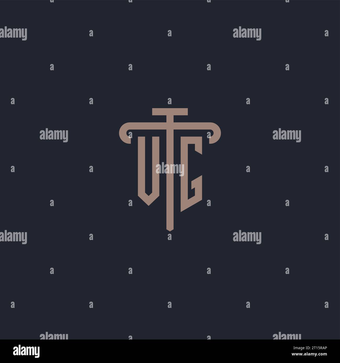 VG initial logo monogram with pillar icon design vector Stock Vector