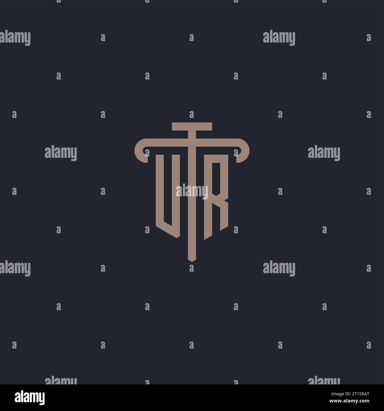 UR initial logo monogram with pillar icon design vector Stock Vector