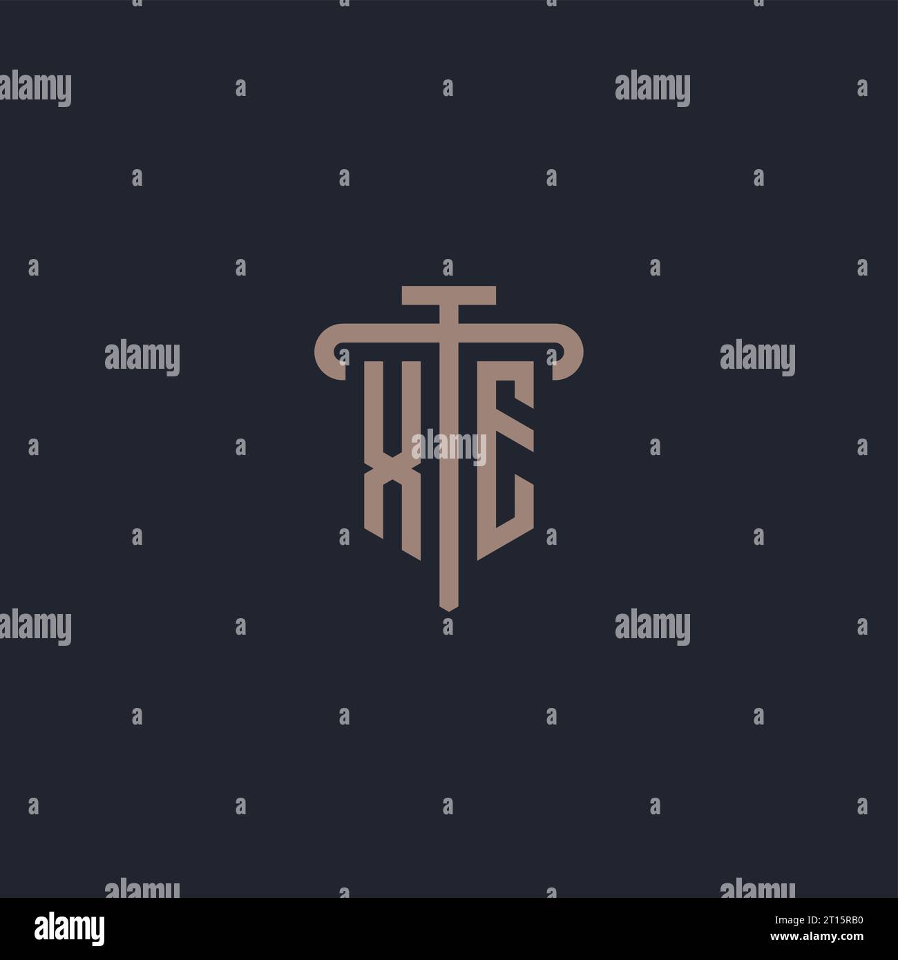 XE initial logo monogram with pillar icon design vector Stock Vector