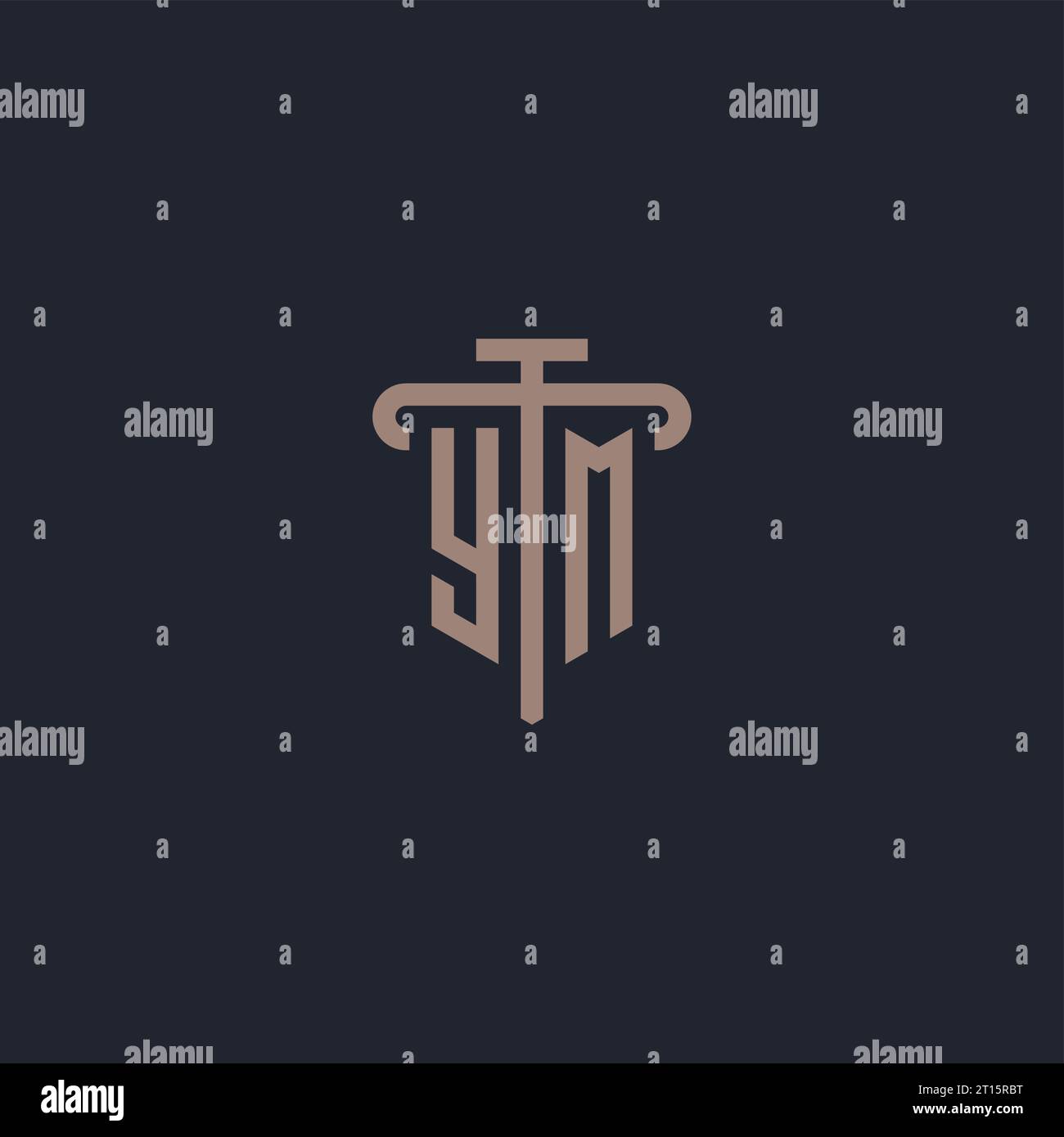 YM initial logo monogram with pillar icon design vector Stock Vector