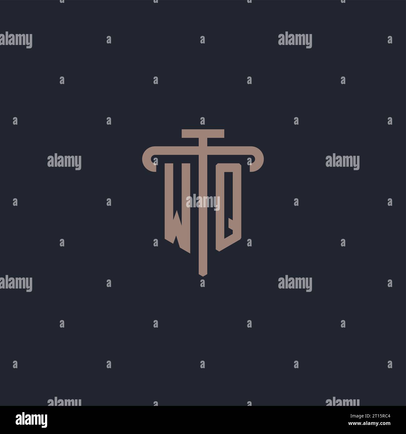WQ initial logo monogram with pillar icon design vector Stock Vector