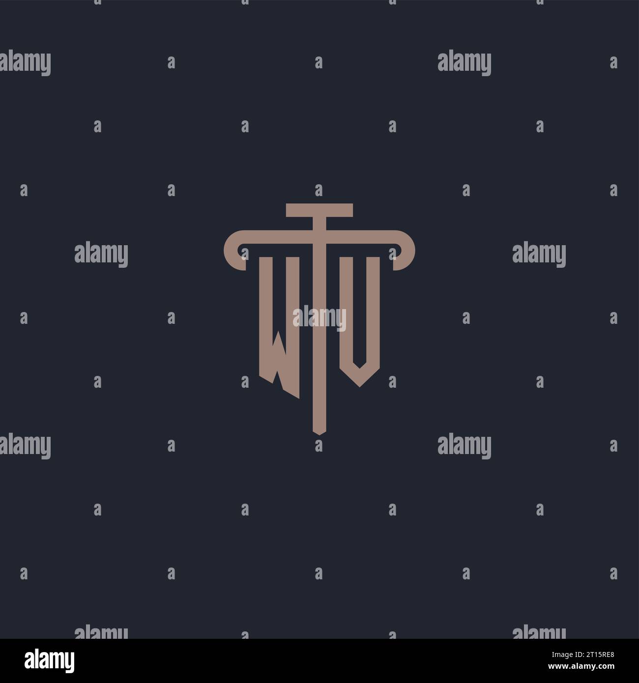 WV initial logo monogram with pillar icon design vector Stock Vector