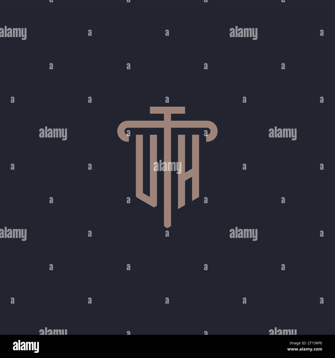UH initial logo monogram with pillar icon design vector Stock Vector
