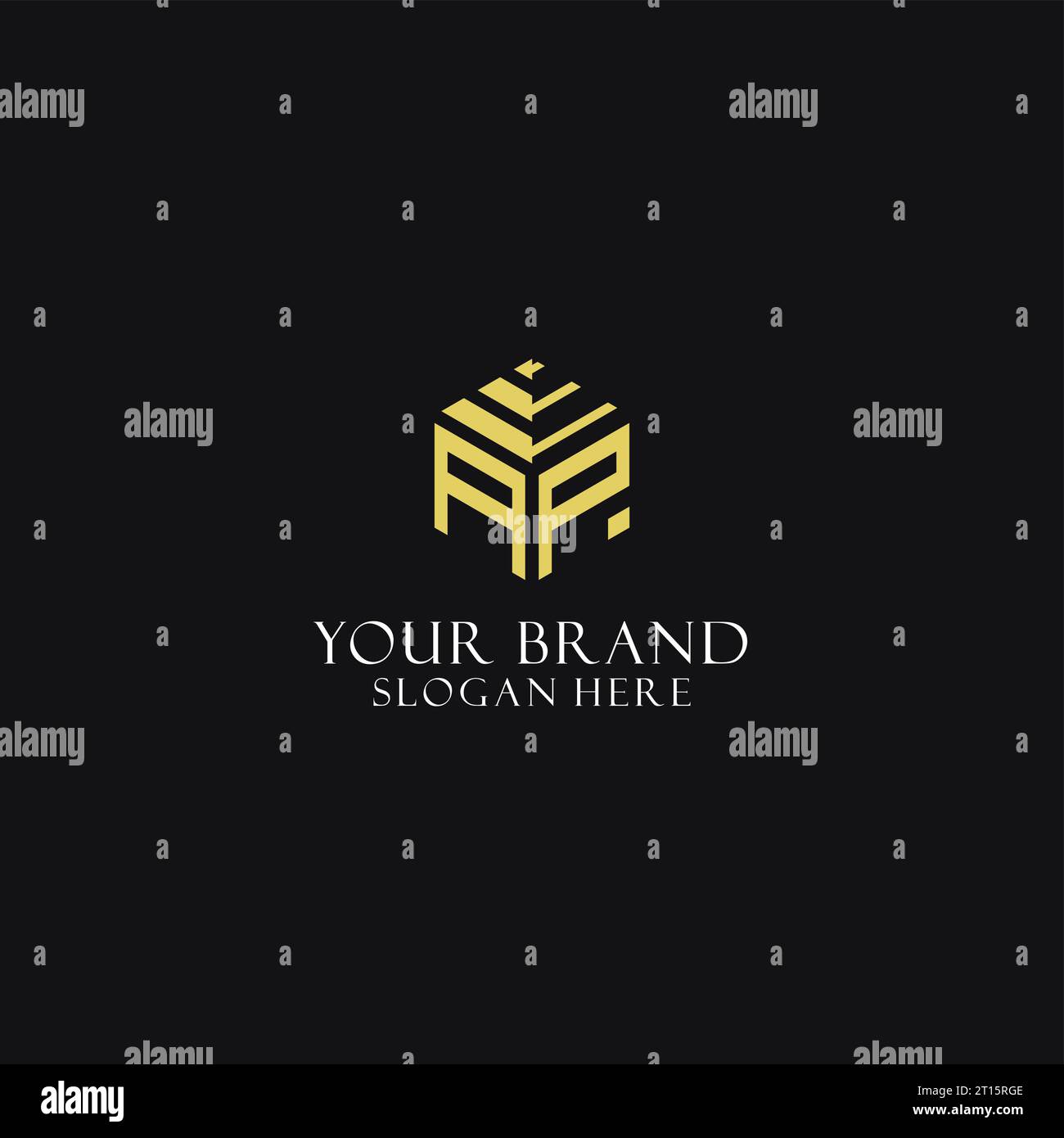 AP initial monogram with hexagon shape logo, creative geometric logo ...