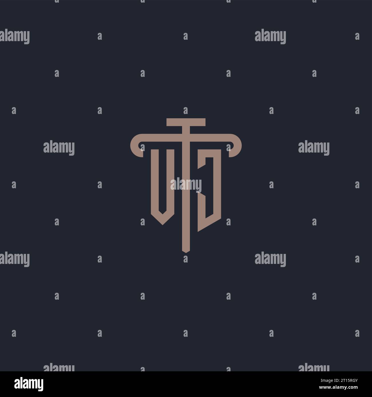 VJ initial logo monogram with pillar icon design vector Stock Vector