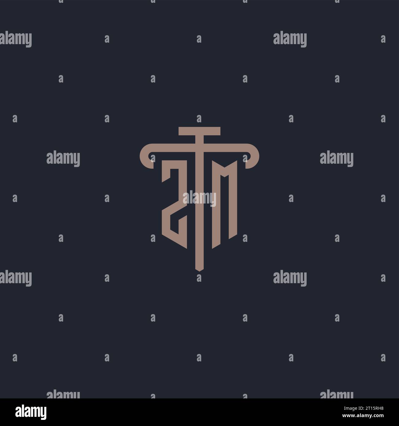 ZM initial logo monogram with pillar icon design vector Stock Vector