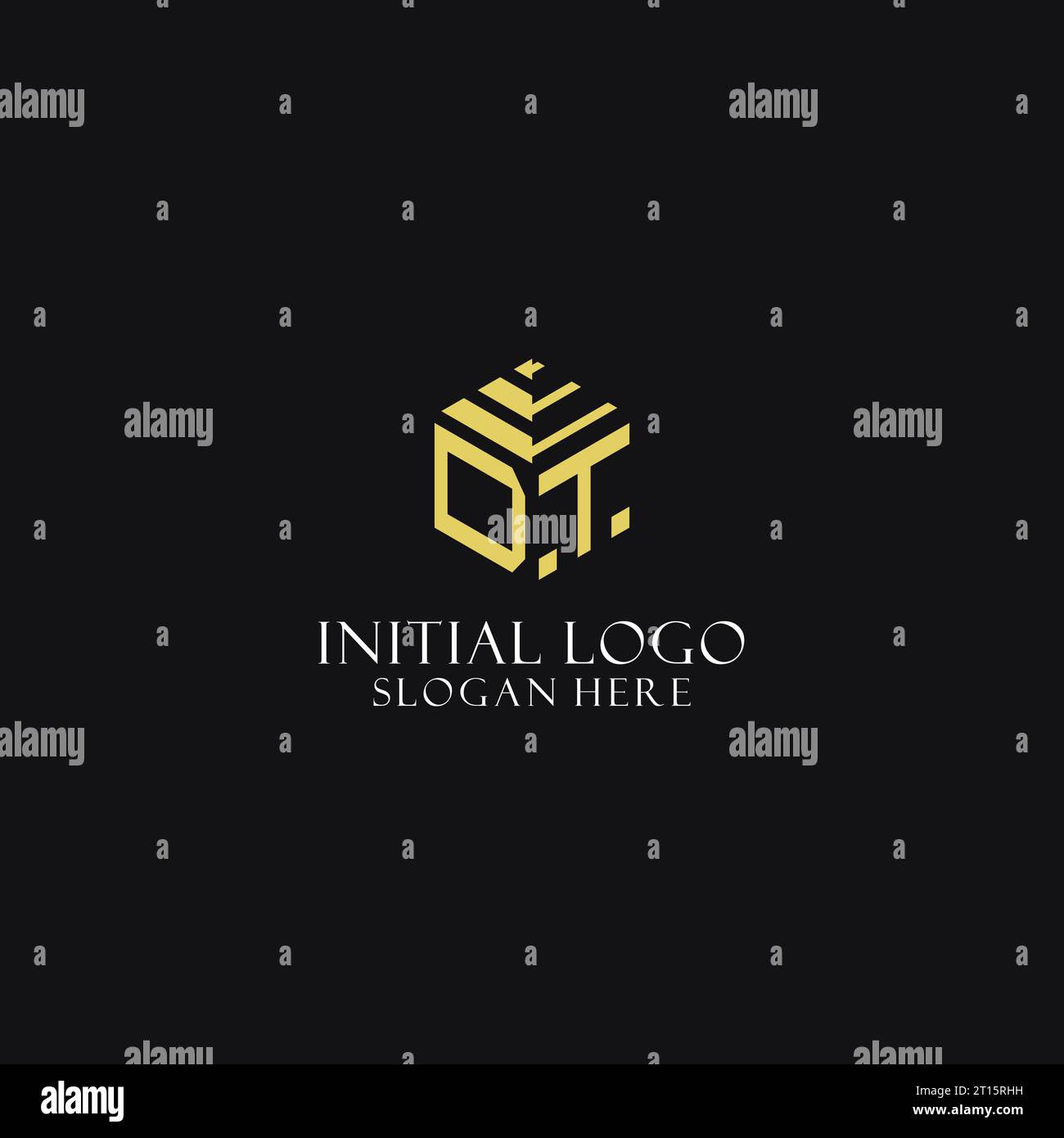 DT initial monogram with hexagon shape logo, creative geometric logo ...