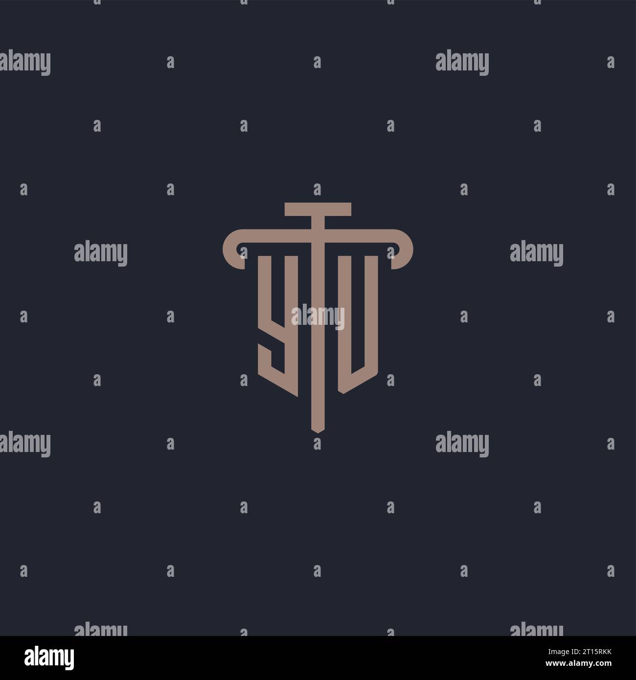 YU initial logo monogram with pillar icon design vector Stock Vector