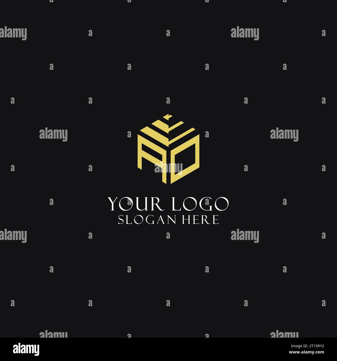 AO initial monogram with hexagon shape logo, creative geometric logo ...