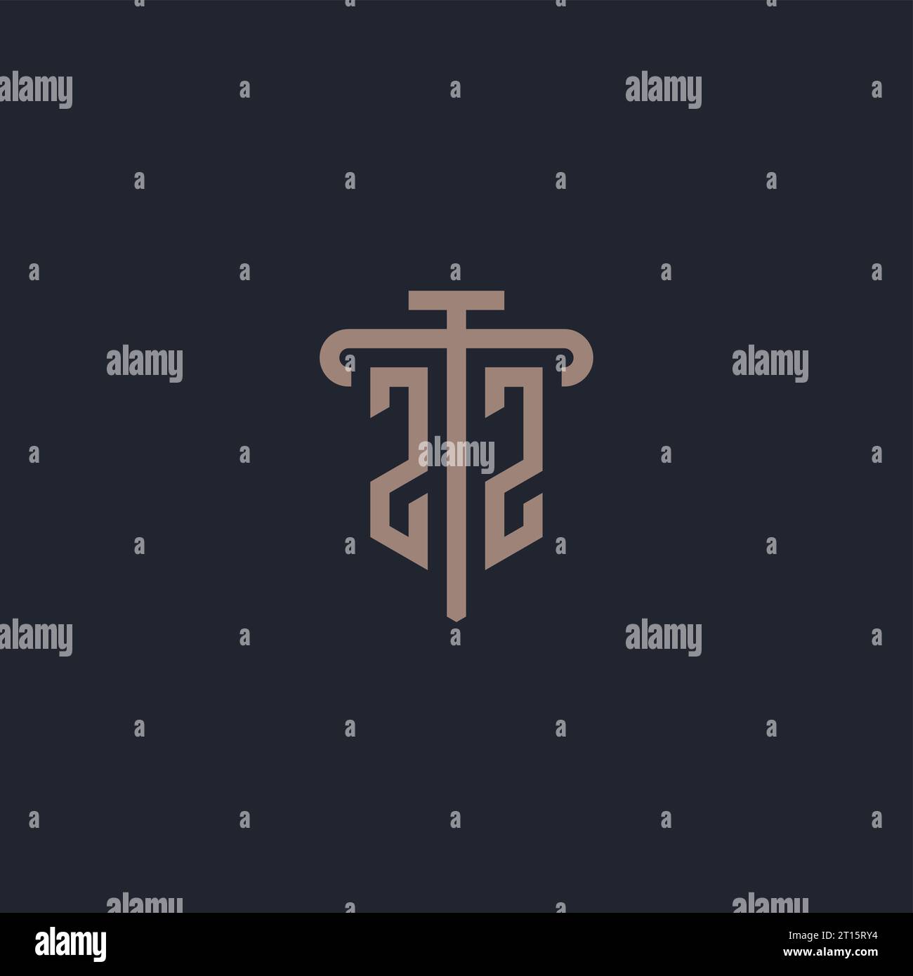 ZZ initial logo monogram with pillar icon design vector Stock Vector