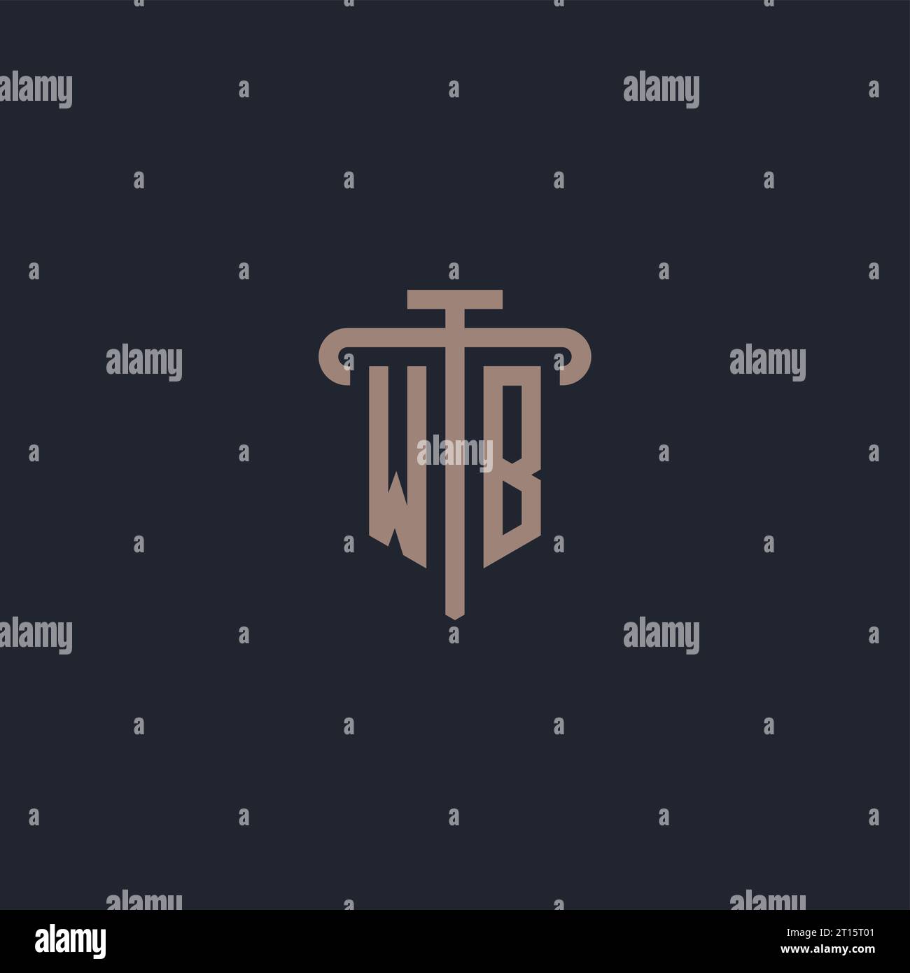 WB initial logo monogram with pillar icon design vector Stock Vector