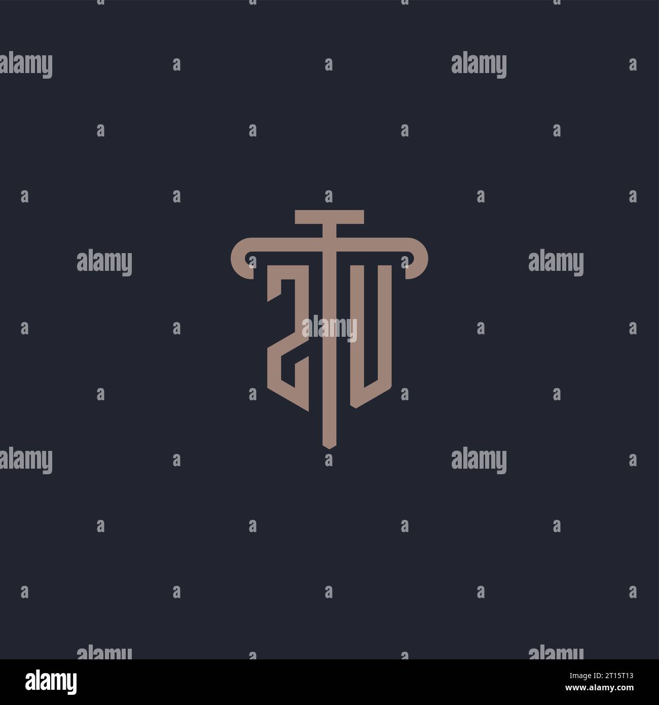 ZU initial logo monogram with pillar icon design vector Stock Vector