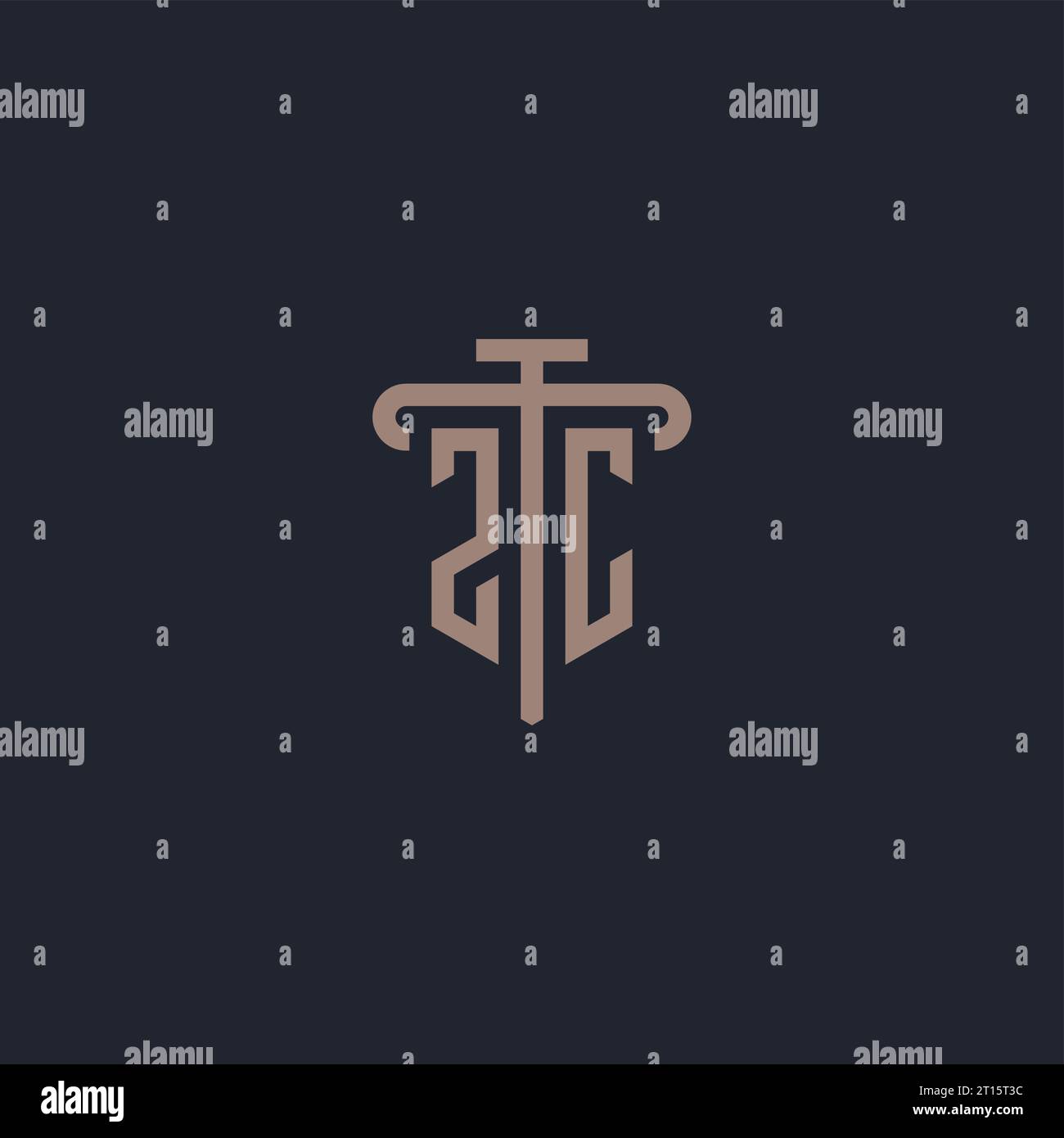 ZC initial logo monogram with pillar icon design vector Stock Vector
