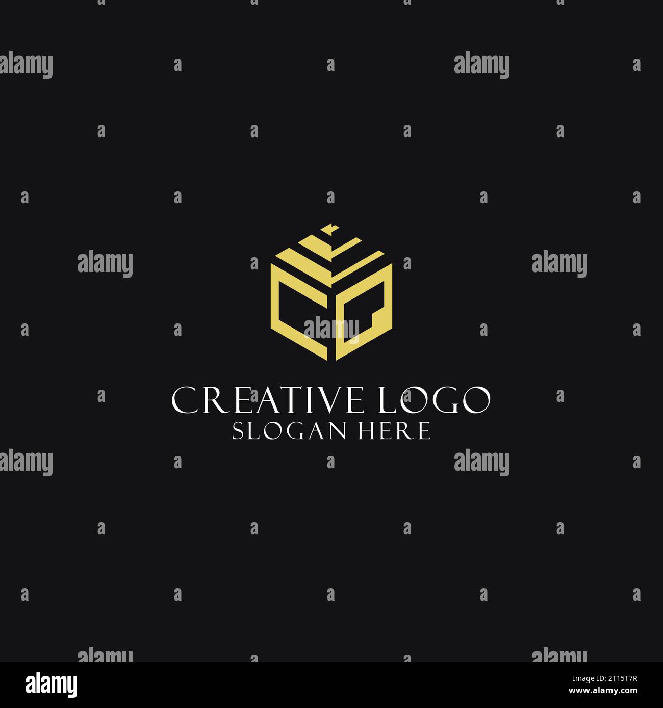 CQ initial monogram with hexagon shape logo, creative geometric logo ...