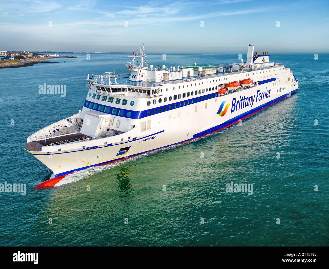 Santona is an E-Flexer LNG-powered ferry operated by Brittany Ferries on the cross-Channel route between Santander and Portsmouth and Cherbourg. Stock Photo