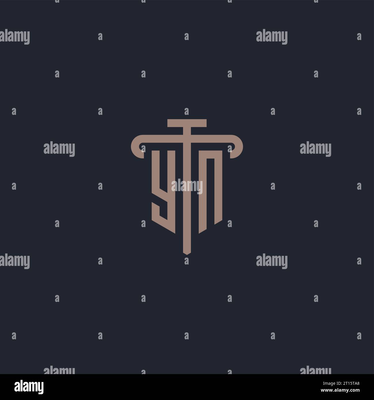 YN initial logo monogram with pillar icon design vector Stock Vector