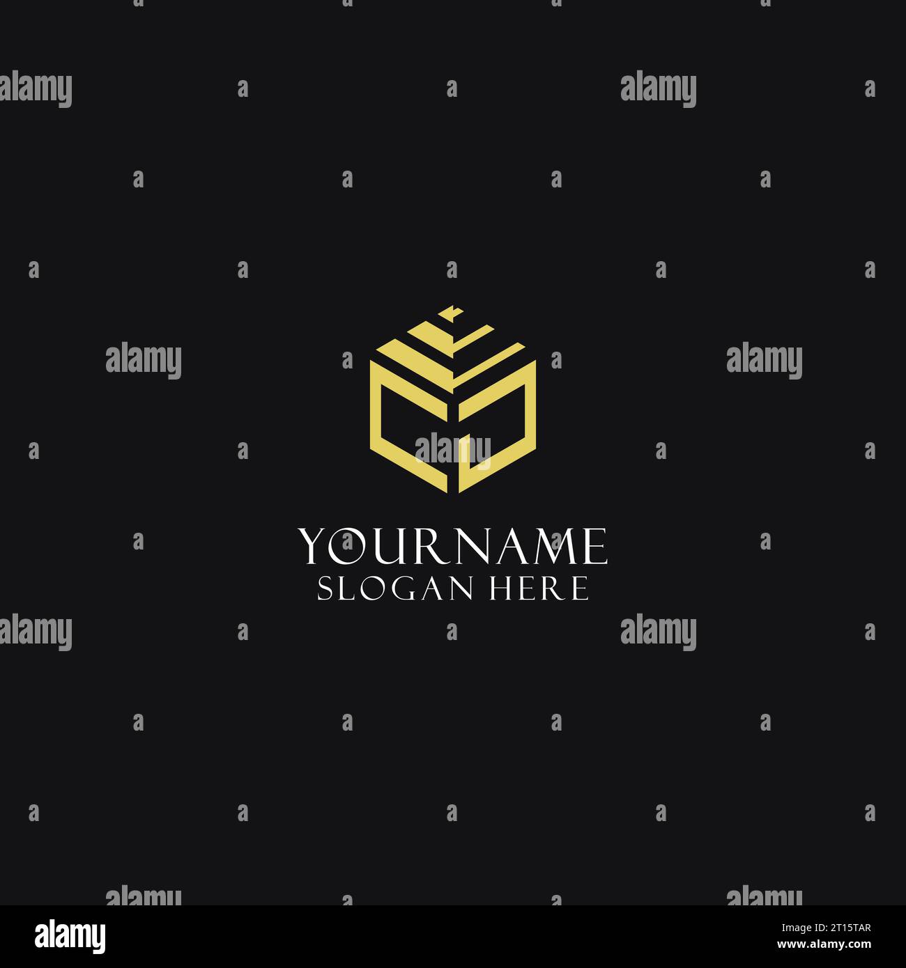 CJ initial monogram with hexagon shape logo, creative geometric logo ...