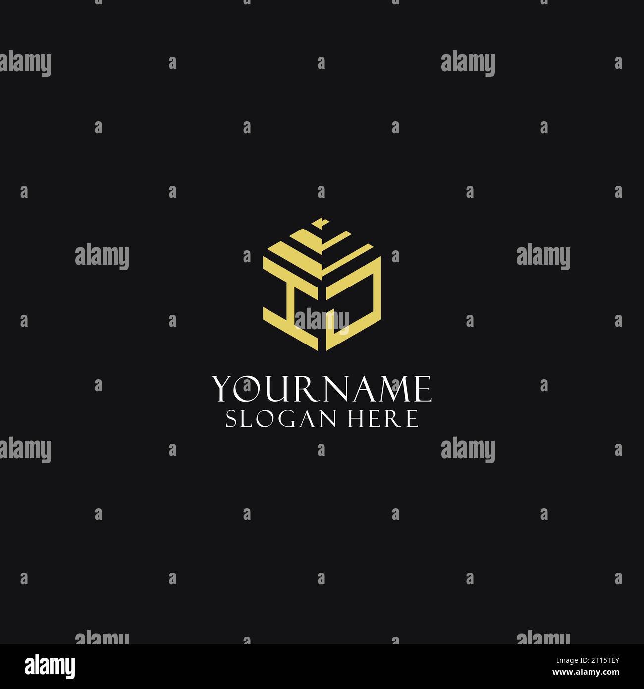 IJ initial monogram with hexagon shape logo, creative geometric logo ...