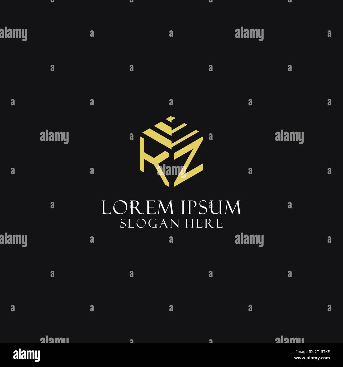 KZ initial monogram with hexagon shape logo, creative geometric logo ...