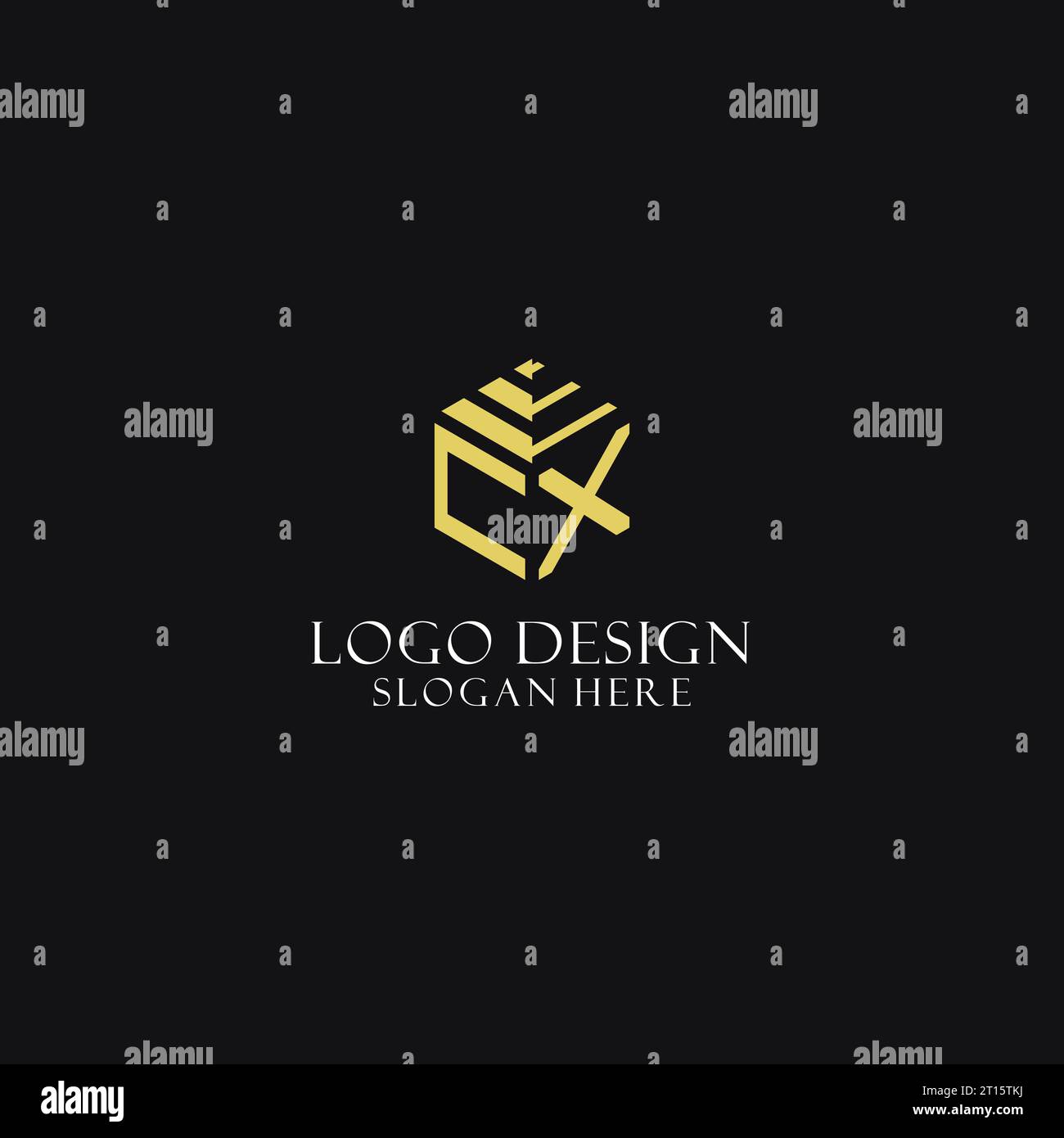 CX initial monogram with hexagon shape logo, creative geometric logo ...
