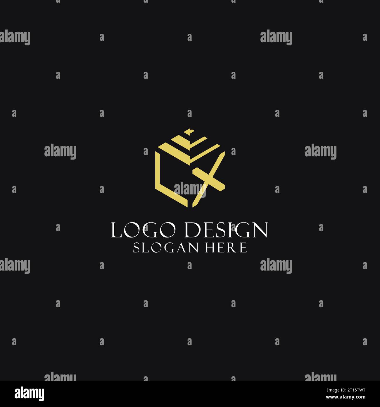 LX initial monogram with hexagon shape logo, creative geometric logo ...