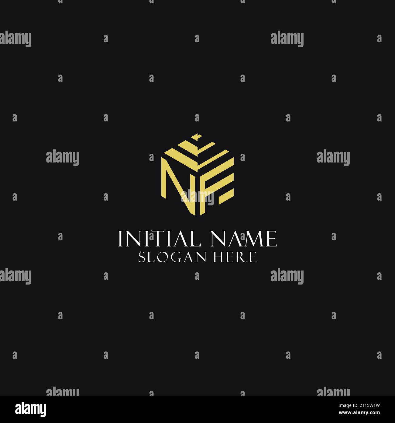 NF initial monogram with hexagon shape logo, creative geometric logo ...