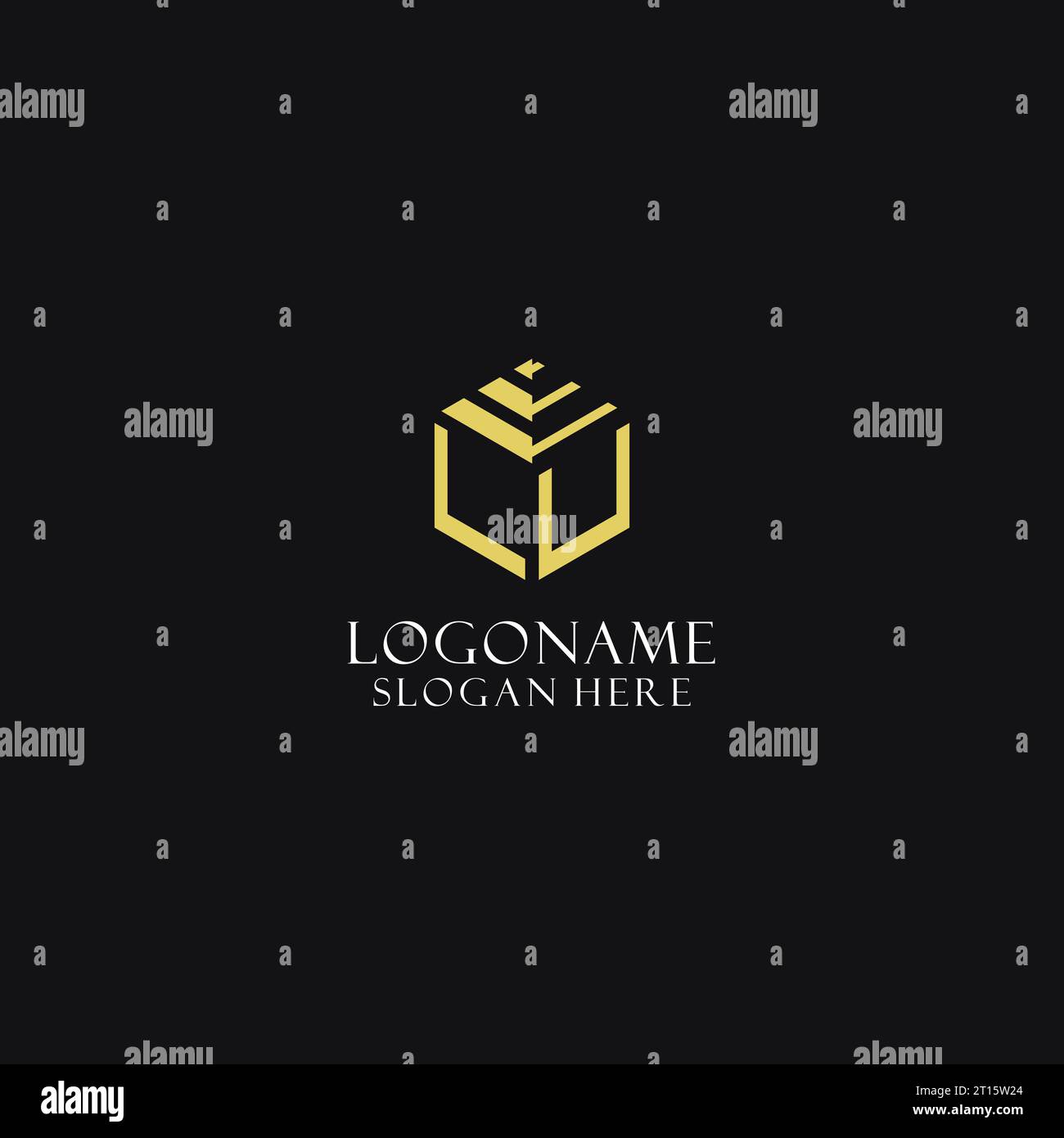 LU initial monogram with hexagon shape logo, creative geometric logo ...