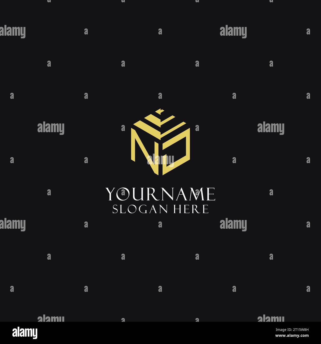 NJ initial monogram with hexagon shape logo, creative geometric logo ...