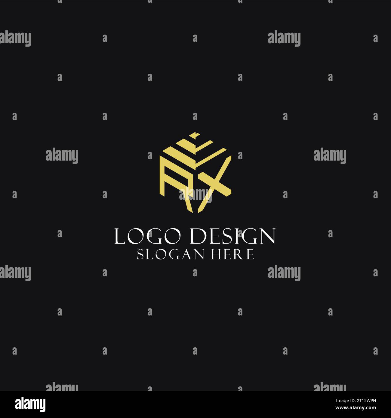 RX initial monogram with hexagon shape logo, creative geometric logo ...
