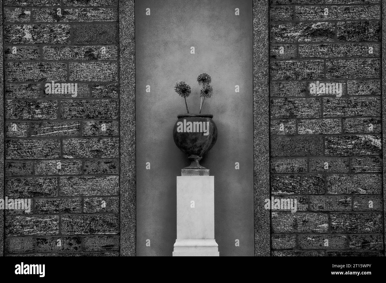 flowers in stone vase Stock Photo Alamy