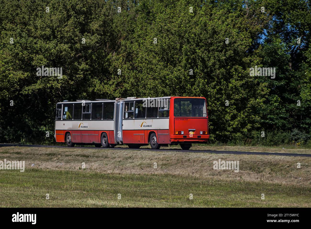 30.07.2020. Hungary, road between Dorog and Esztergom. Majestic view of the rear of Ikarus 280. Stock Photo
