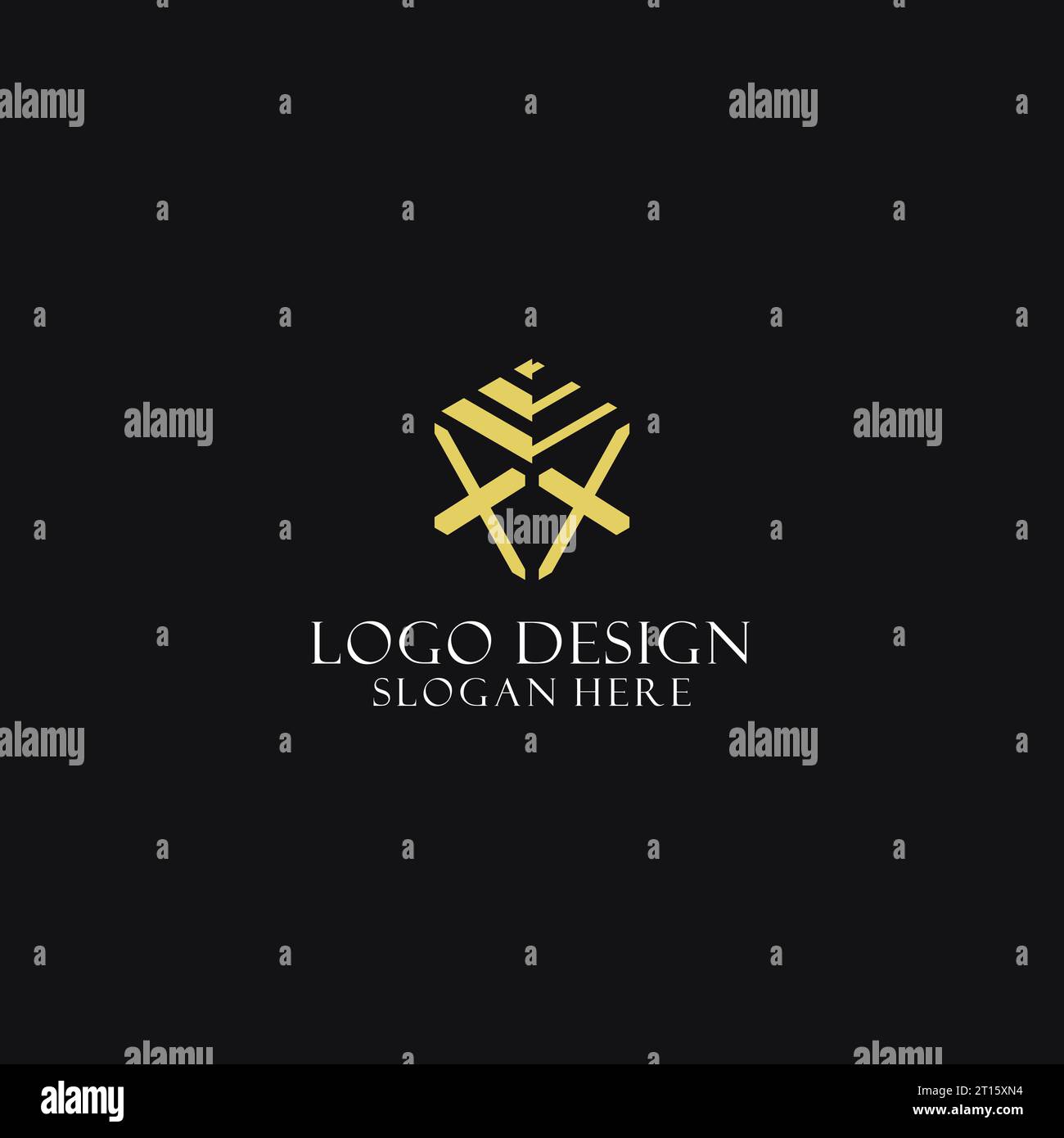 XX initial monogram with hexagon shape logo, creative geometric logo ...