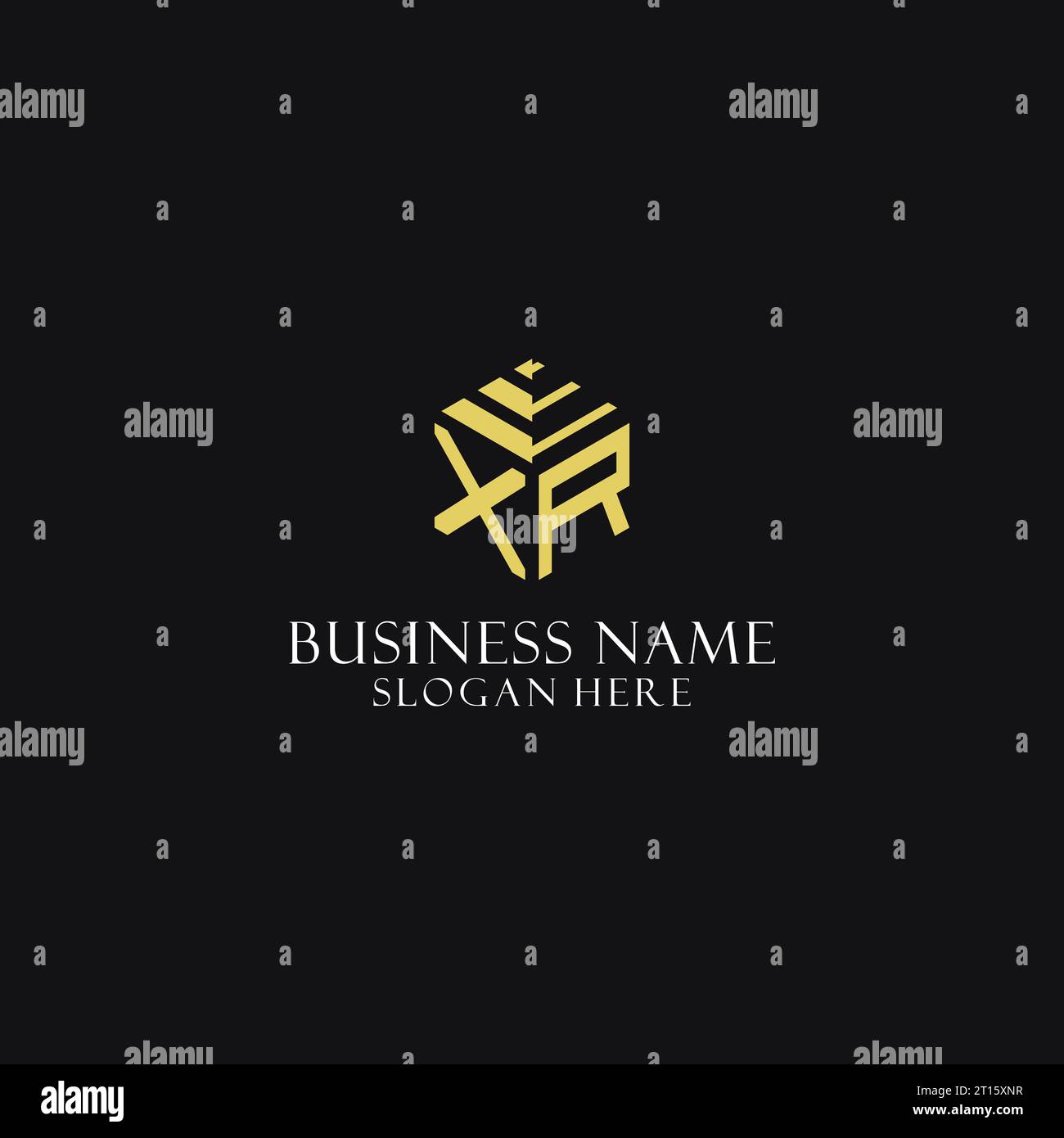 XR initial monogram with hexagon shape logo, creative geometric logo ...