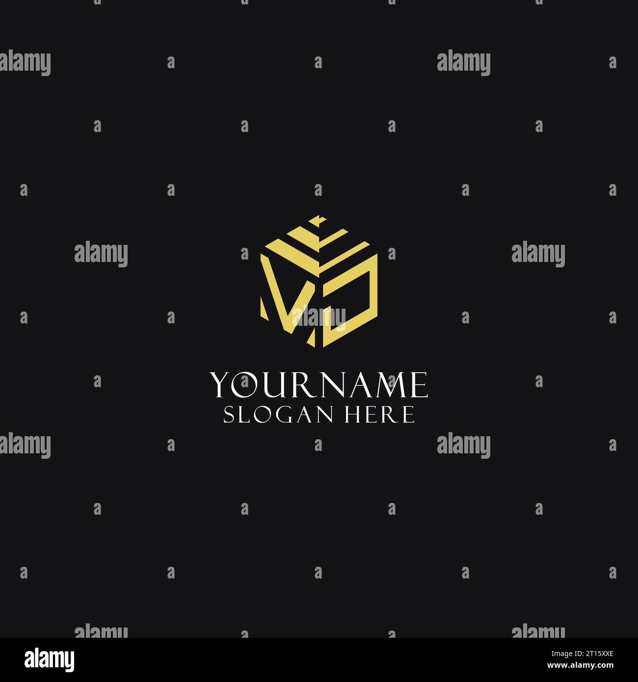 VJ initial monogram with hexagon shape logo, creative geometric logo design inspiration Stock Vector