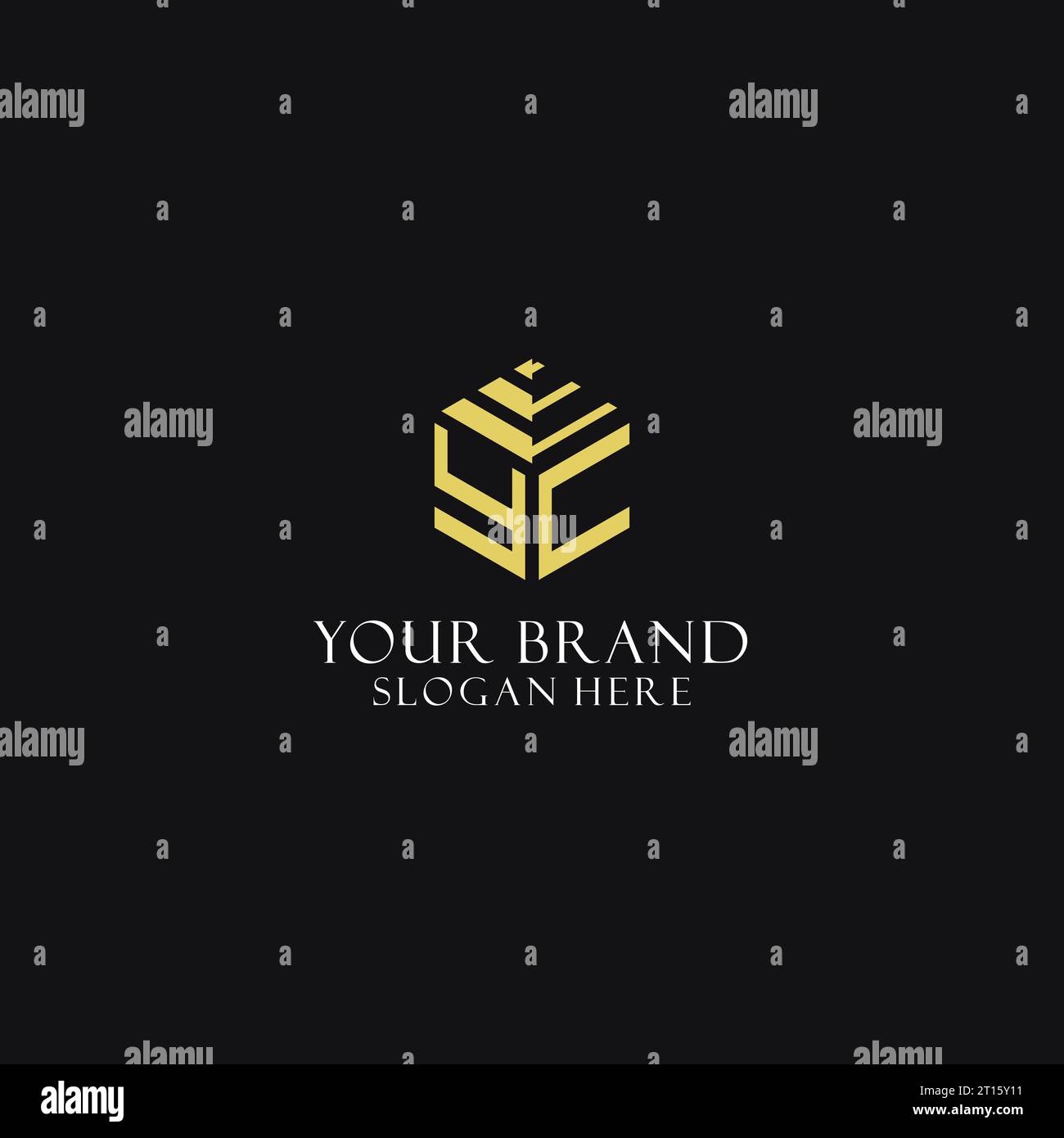 YC initial monogram with hexagon shape logo, creative geometric logo ...